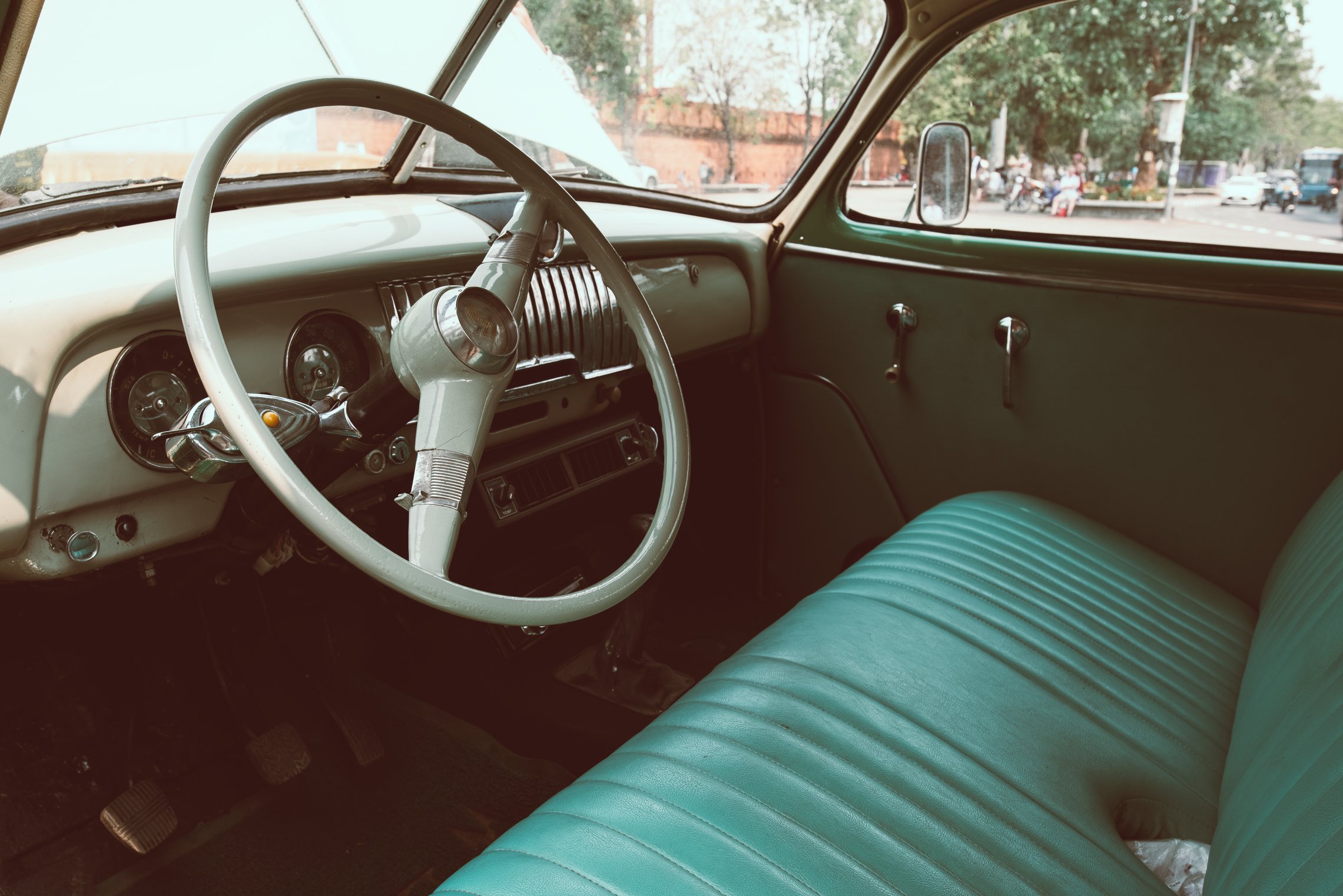 interior of vintage car